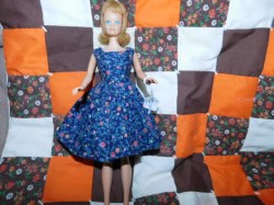 BLONDE MIDGE 63 DOLL, BLUE OR BLACK PRINT DRESS, BARBIE MIDGE BODY CHOICE 